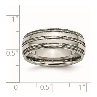 Titanium 8mm Grooved Beaded Wedding Band – view 8