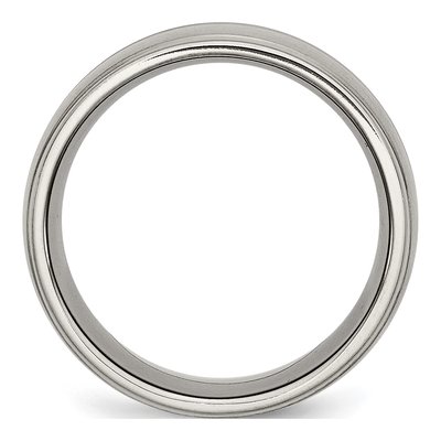 Titanium 10mm Grooved Ridged Edge Wedding Band – view 4