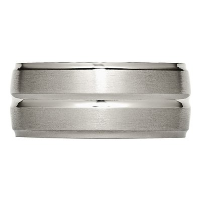 Titanium 10mm Grooved Ridged Edge Wedding Band – view 5