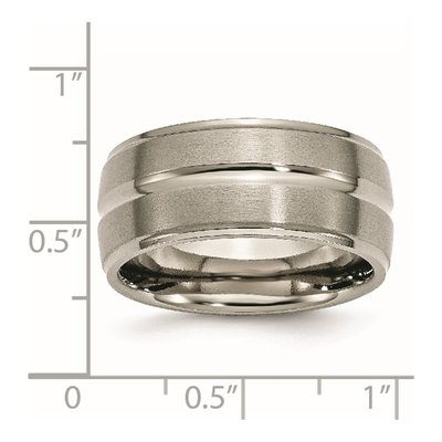 Titanium 10mm Grooved Ridged Edge Wedding Band – view 8