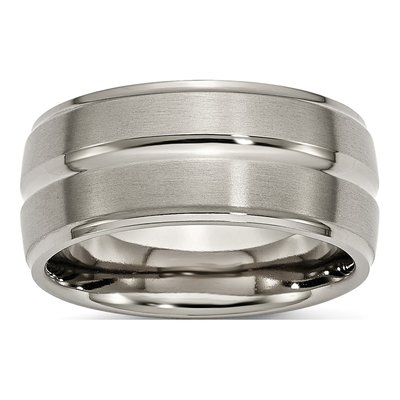 Titanium 10mm Grooved Ridged Edge Wedding Band