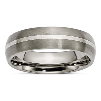 Titanium & Sterling Silver 6mm Wedding Band