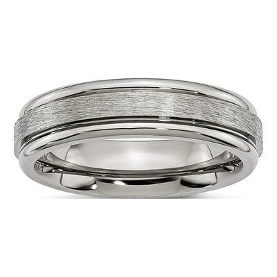 Titanium 6mm Grooved Comfort-Fit Wedding Band