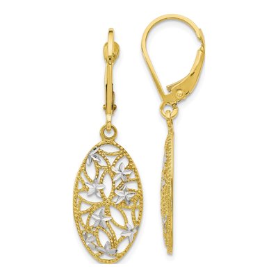 10K Yellow Gold Diamond-Cut Leverback Earrings