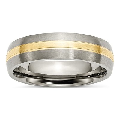 Titanium & 14K Gold 6mm Wedding Band