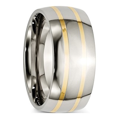 Titanium & 14K Gold 11mm Inlay Wedding Band – view 5