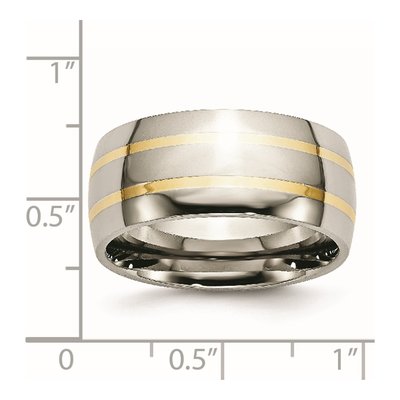 Titanium & 14K Gold 11mm Inlay Wedding Band – view 7
