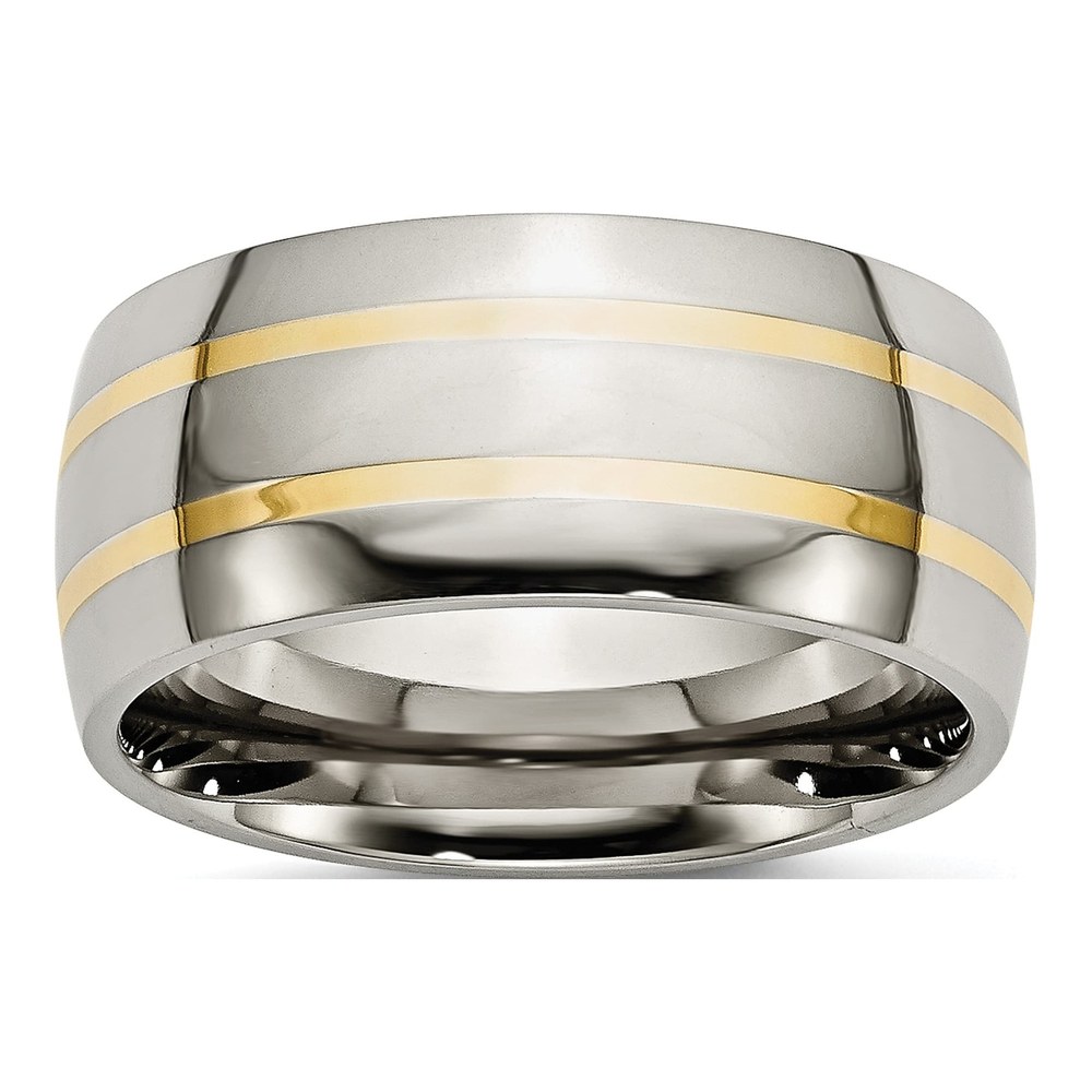 Titanium & 14K Gold 11mm Inlay Wedding Band