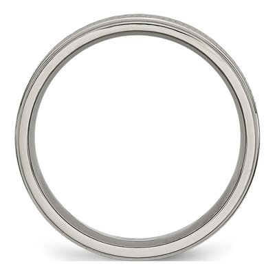 Titanium 6mm Ridged Edge Weave Design Wedding Band – view 3