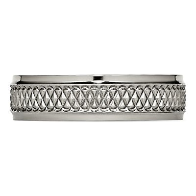 Titanium 6mm Ridged Edge Weave Design Wedding Band – view 4