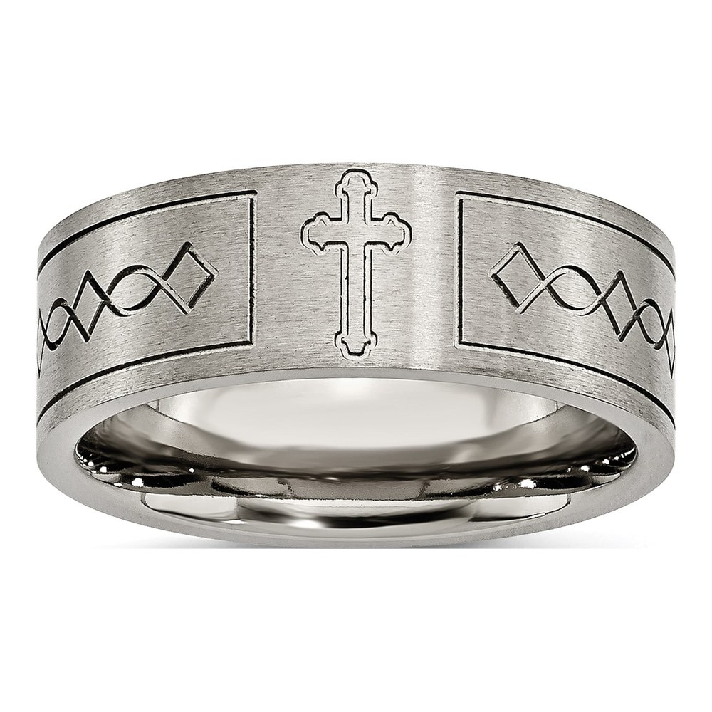 Titanium 8mm Cross Wedding Band