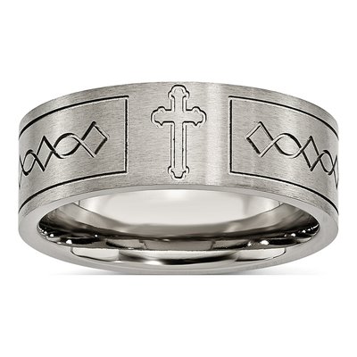Titanium 8mm Cross Wedding Band