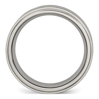 Titanium 8mm Black Rubber Ridged Wedding Band – view 4