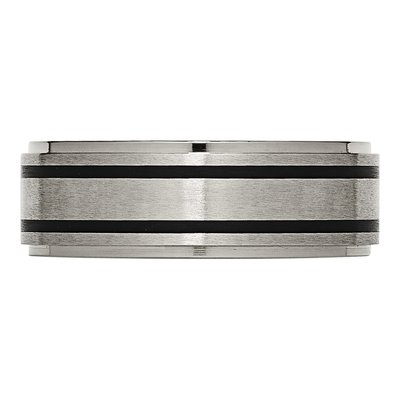 Titanium 8mm Black Rubber Ridged Wedding Band – view 5