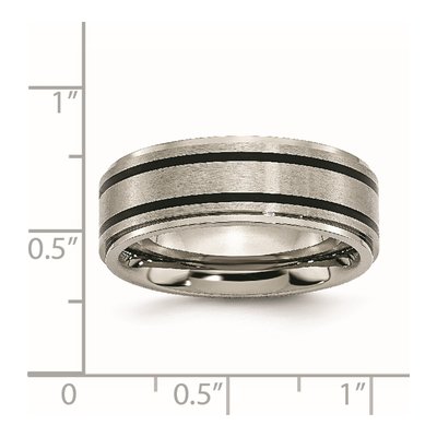 Titanium 8mm Black Rubber Ridged Wedding Band – view 8