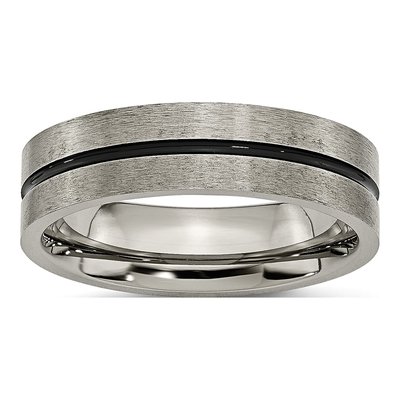 Titanium 6mm Black Enamel Wedding Band