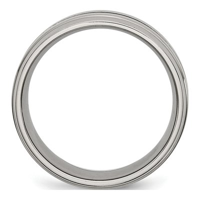 Titanium 8mm Grooved Ridged Wedding Band – view 2