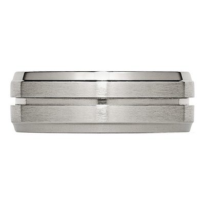 Titanium 8mm Grooved Ridged Wedding Band – view 3
