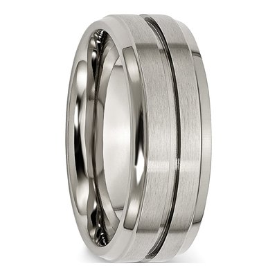 Titanium 8mm Grooved Ridged Wedding Band – view 4