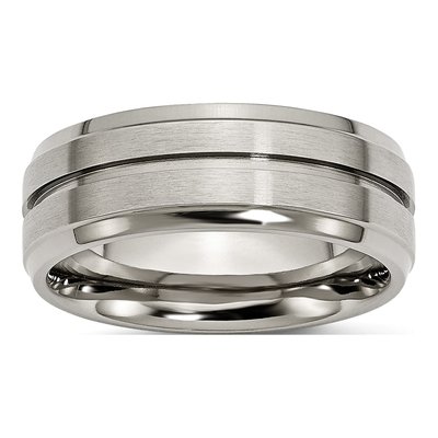 Titanium 8mm Grooved Ridged Wedding Band