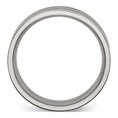Titanium 7mm Black Enamel Grooved Wedding Band – view 4