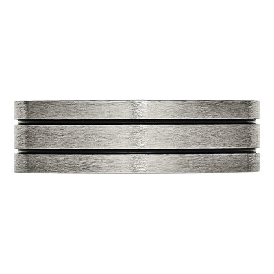 Titanium 7mm Black Enamel Grooved Wedding Band – view 5