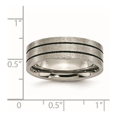 Titanium 7mm Black Enamel Grooved Wedding Band – view 8