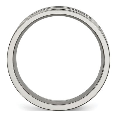 Titanium 8mm Black Enamel Grooved Wedding Band – view 4