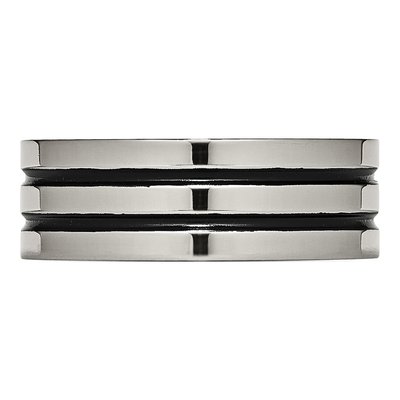 Titanium 8mm Black Enamel Grooved Wedding Band – view 5