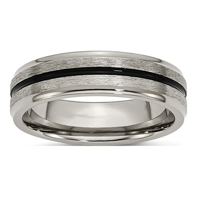 Titanium 6mm Black Enamel Wedding Band