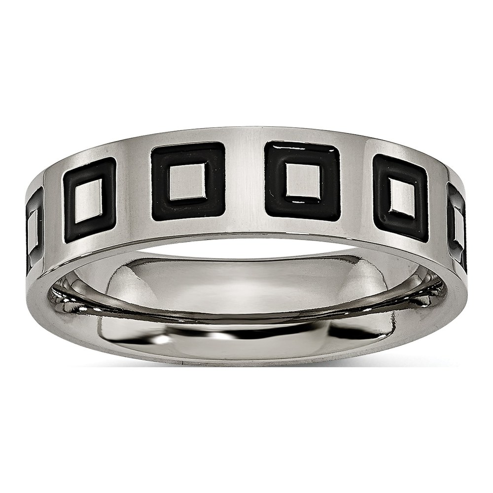 Titanium 6mm Black Enamel Flat Wedding Band