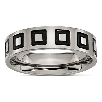 Titanium 6mm Black Enamel Flat Wedding Band