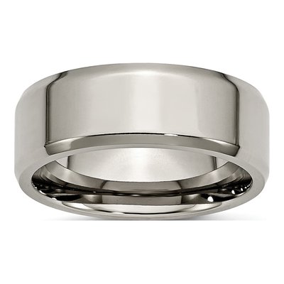 Titanium 8mm Beveled Comfort-Fit Wedding Band