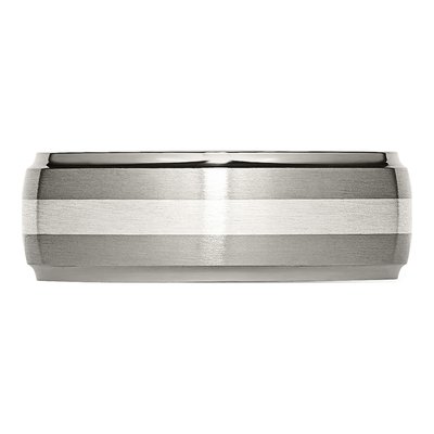 Titanium & Sterling Silver 8mm Ridged Wedding Band – view 4