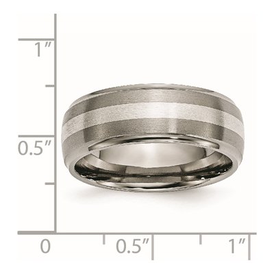 Titanium & Sterling Silver 8mm Ridged Wedding Band – view 7