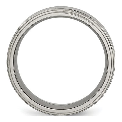Titanium 8mm Ridged Edge Comfort-Fit Wedding Band – view 5