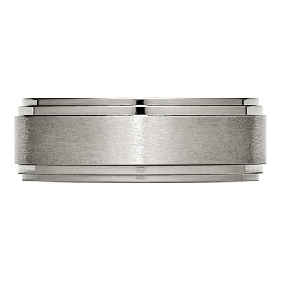 Titanium 8mm Ridged Edge Comfort-Fit Wedding Band – view 6