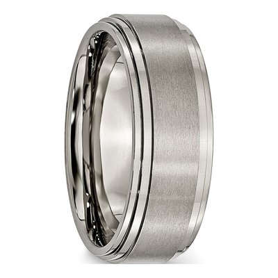 Titanium 8mm Ridged Edge Comfort-Fit Wedding Band – view 7