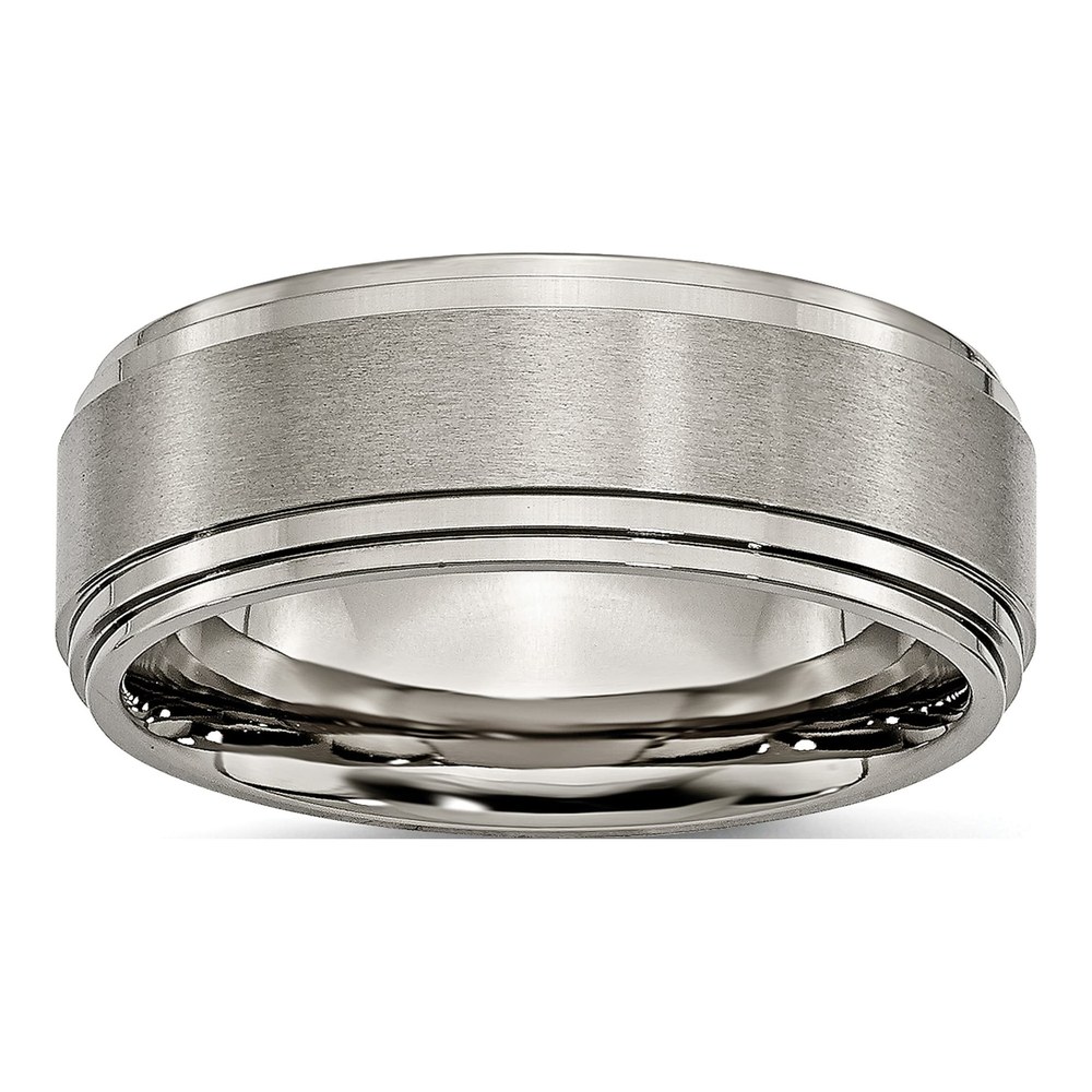 Titanium 8mm Ridged Edge Comfort-Fit Wedding Band