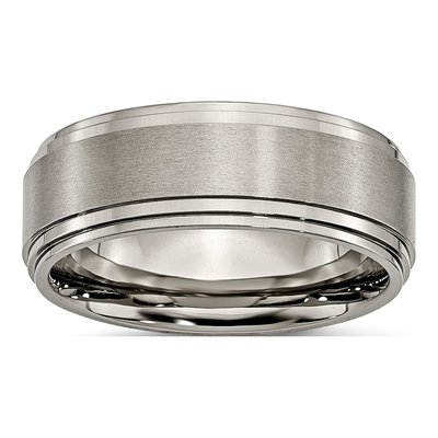 Titanium 8mm Ridged Edge Comfort-Fit Wedding Band
