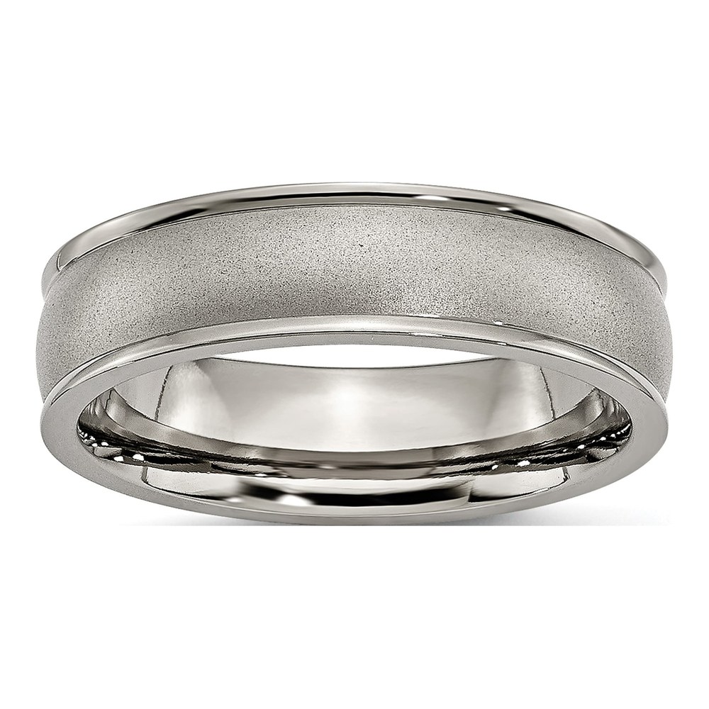 Titanium 6mm Ridged Edge Comfort-Fit Wedding Band