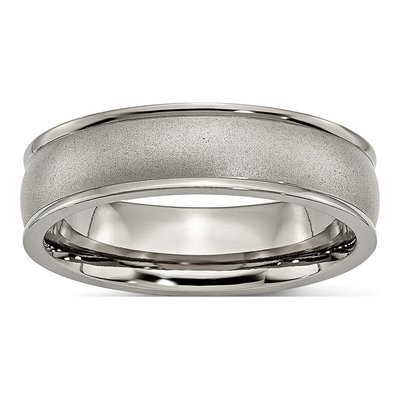 Titanium 6mm Ridged Edge Comfort-Fit Wedding Band