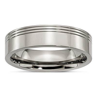 Titanium 6mm Grooved Wedding Band