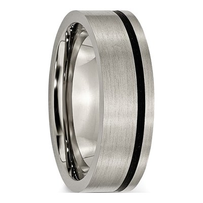 Black Titanium 7mm Black Rubber Flat Wedding Band – view 4
