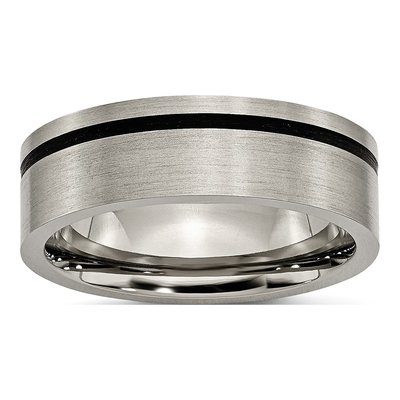 Black Titanium 7mm Black Rubber Flat Wedding Band
