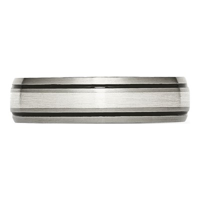 Titanium & Sterling Silver 6mm Grooved Wedding Band – view 4