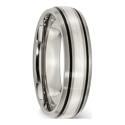 Titanium & Sterling Silver 6mm Grooved Wedding Band – view 5