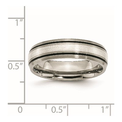 Titanium & Sterling Silver 6mm Grooved Wedding Band – view 7