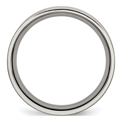 Titanium 6mm X-Design Grooved Flat Wedding Band – view 3