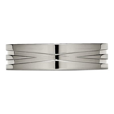 Titanium 6mm X-Design Grooved Flat Wedding Band – view 5